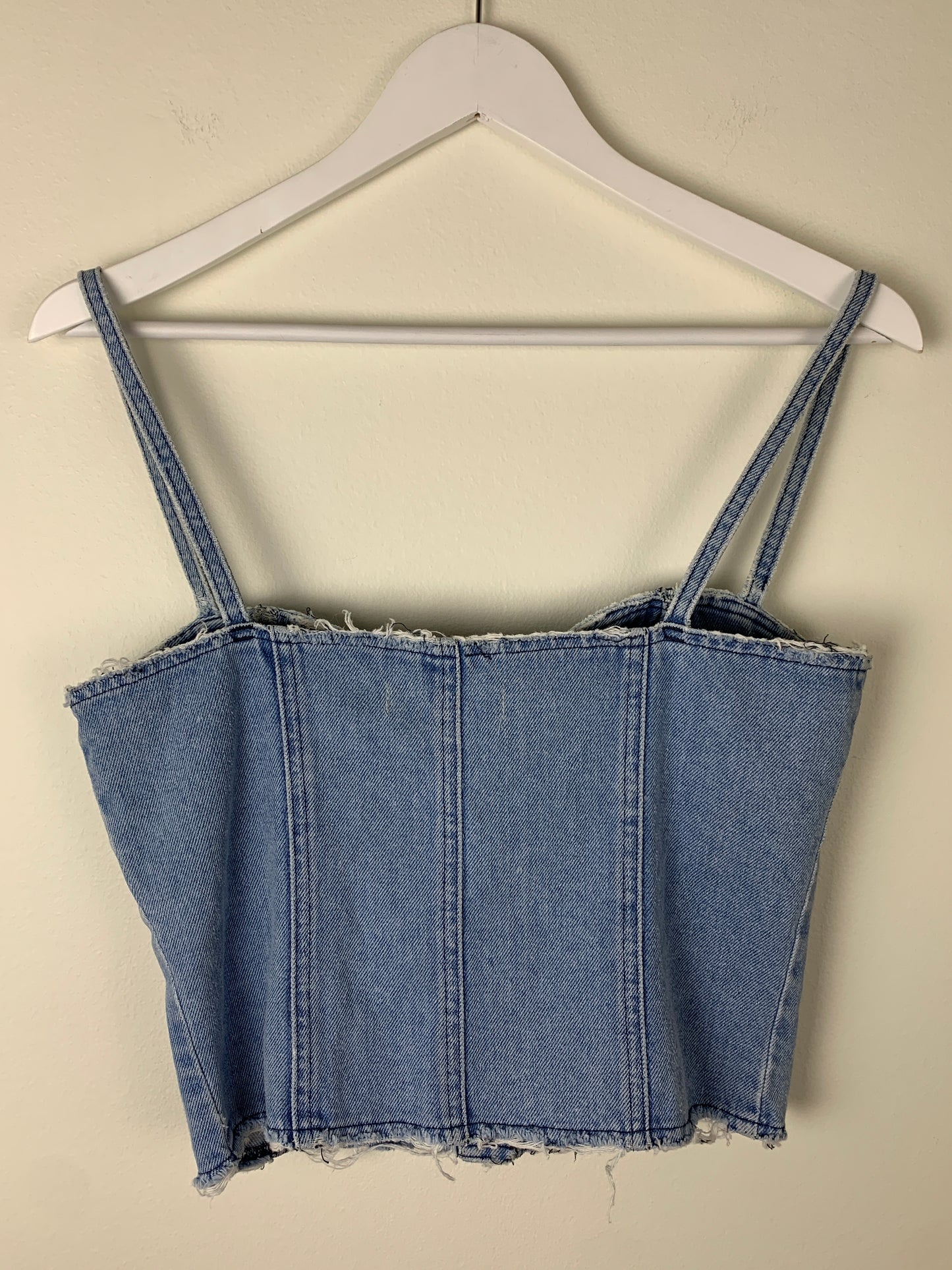 Guizo Distressed Denim Button Top | SZ S