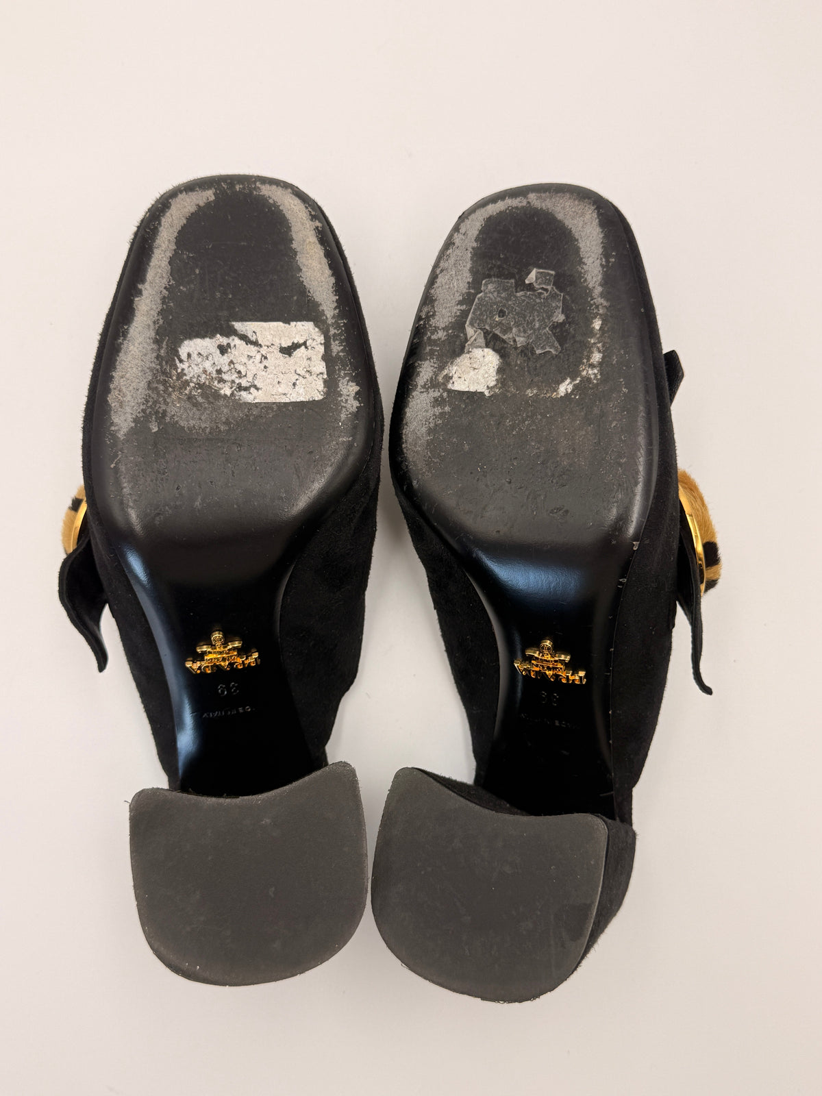 Prada Suede Leopard Fringe Mule | SZ 39