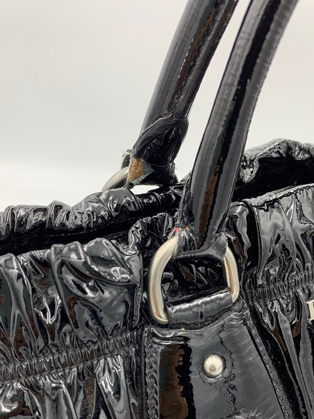Prada Patent Gaufre Ruched Shoulder Bag