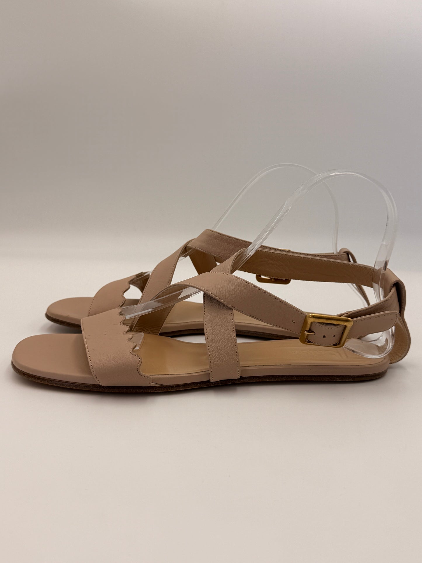 Chloe Scalloped Crisscross Sandals | SZ 38.5