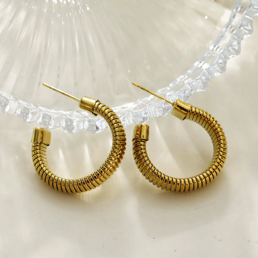 Hackney Nine ABRIOLA Structured Coil-Slab Hoop Gold Earrings