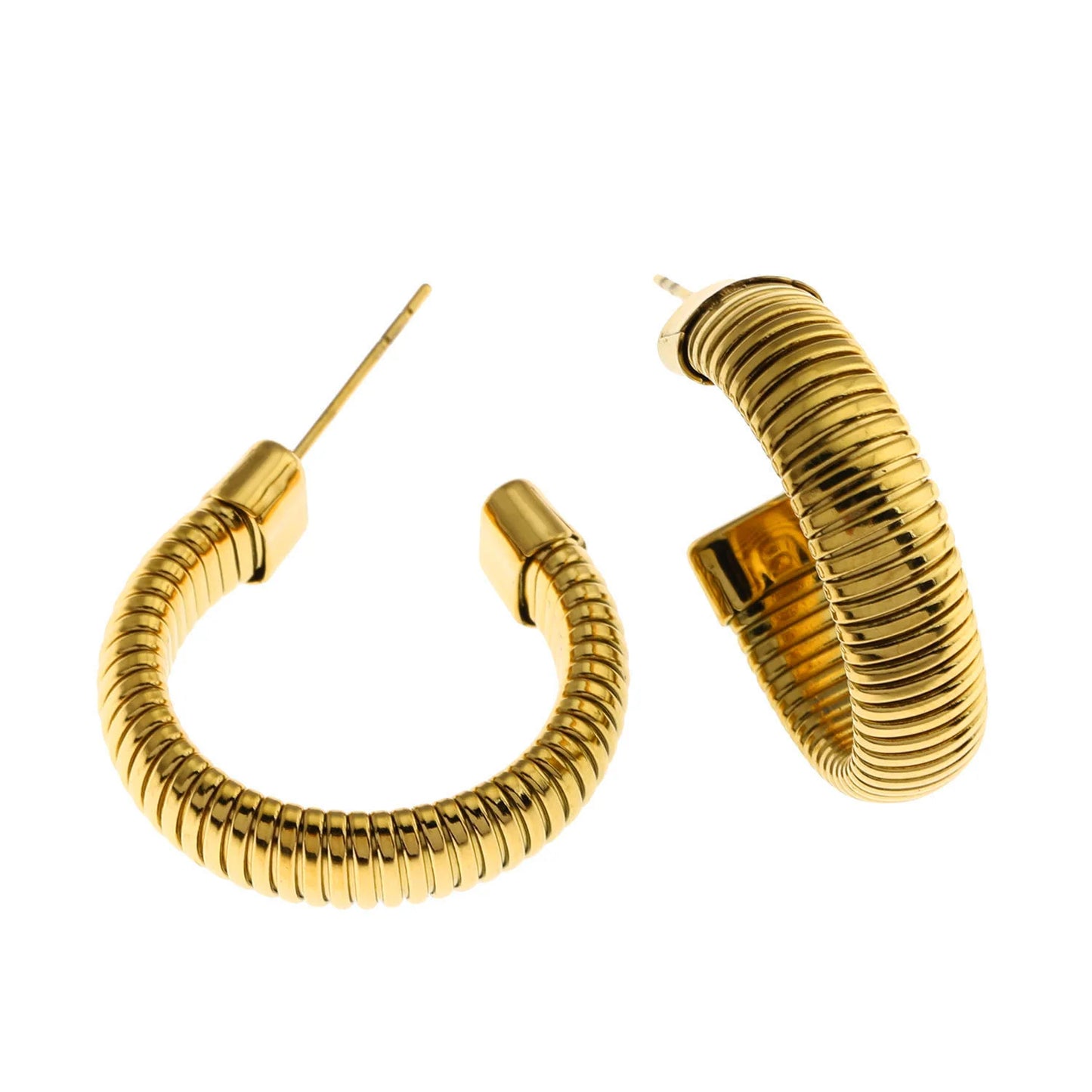 Hackney Nine ABRIOLA Structured Coil-Slab Hoop Gold Earrings