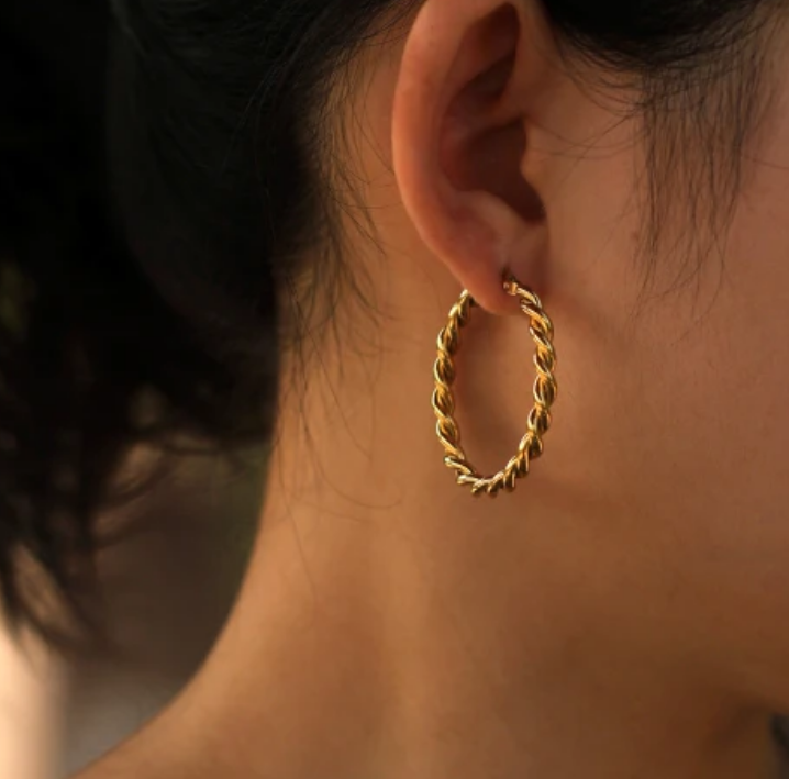 Hackney Nine SUKI Twisted Rope Hoop Gold Earrings