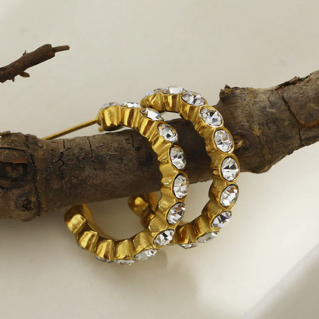 Hackney Nine HAMIA: Zirconia Embellished Beaded Hoop Earrings