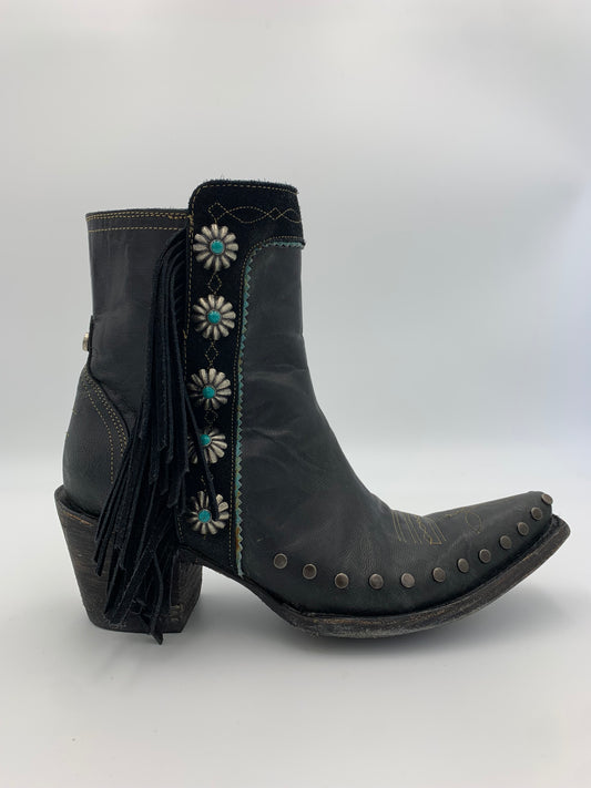 OLD GRINGO Apache Kid Black Concho Ankle Boots l SZ 7