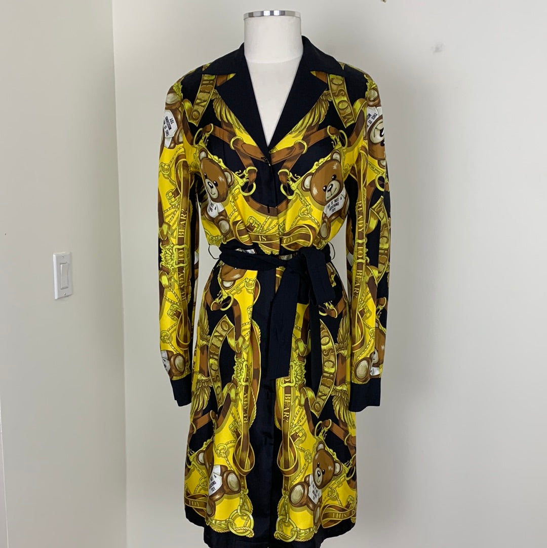 Moschino Teddy-Print Silk Dress | SZ 6