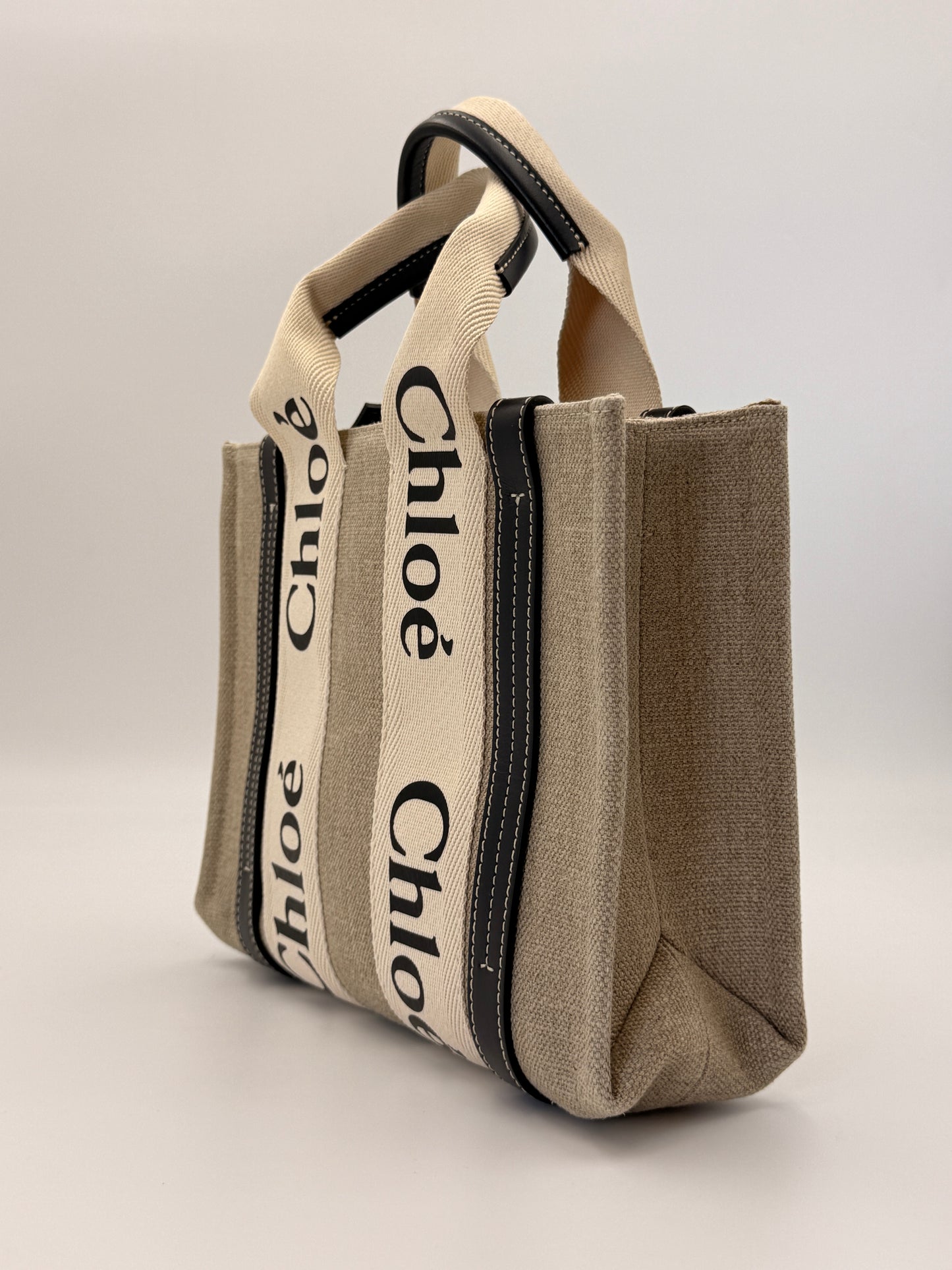 Chloé Small Woody Linen Tote