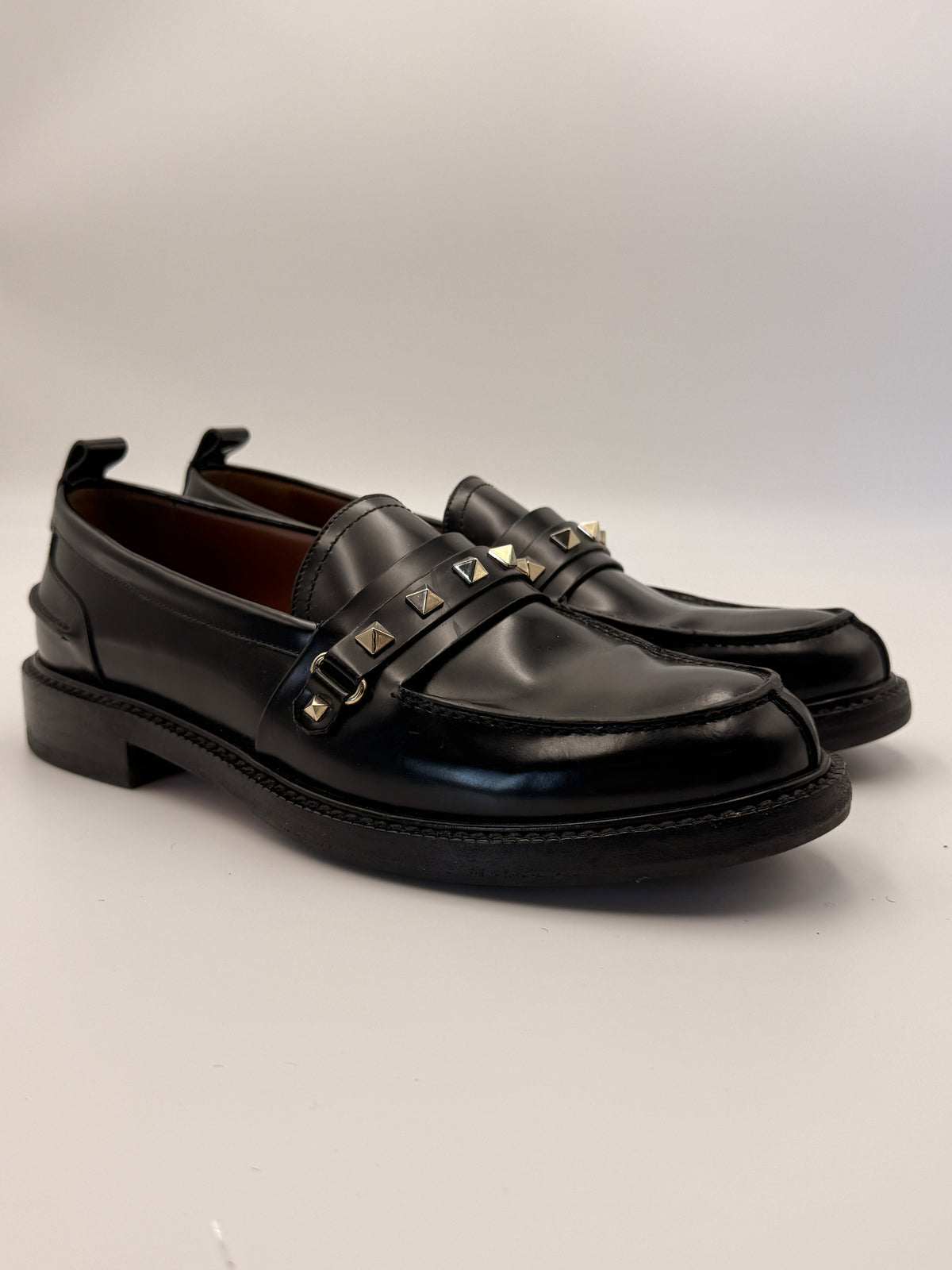 Valentino Black Rockstud Slip-on Loafers | SZ 40