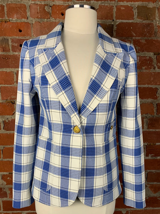 Smythe Blue & White Plaid Blazer | SZ 10