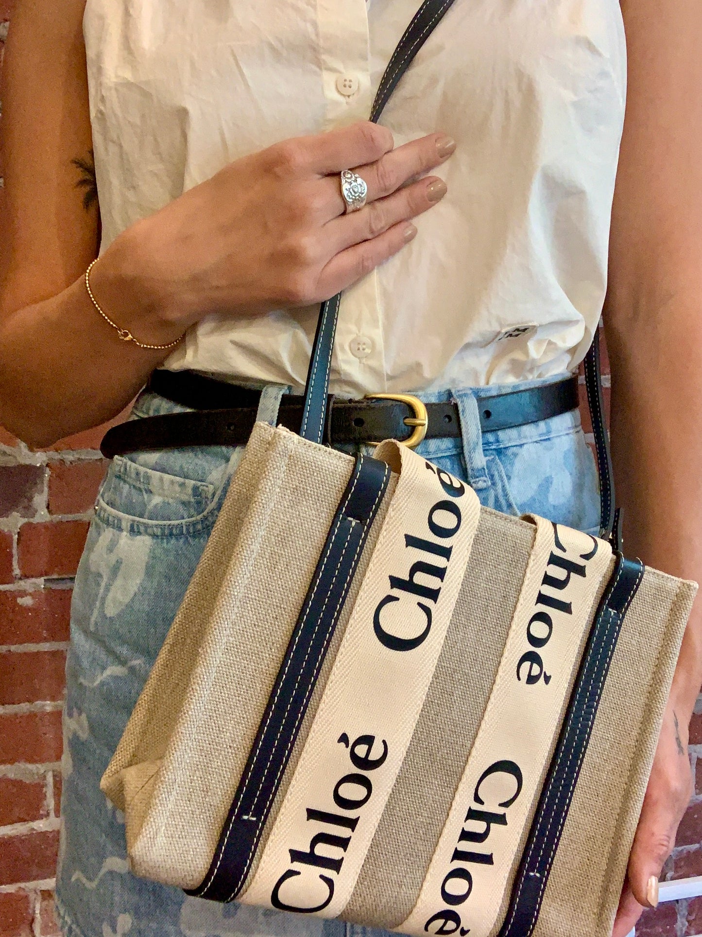 Chloé Small Woody Linen Tote