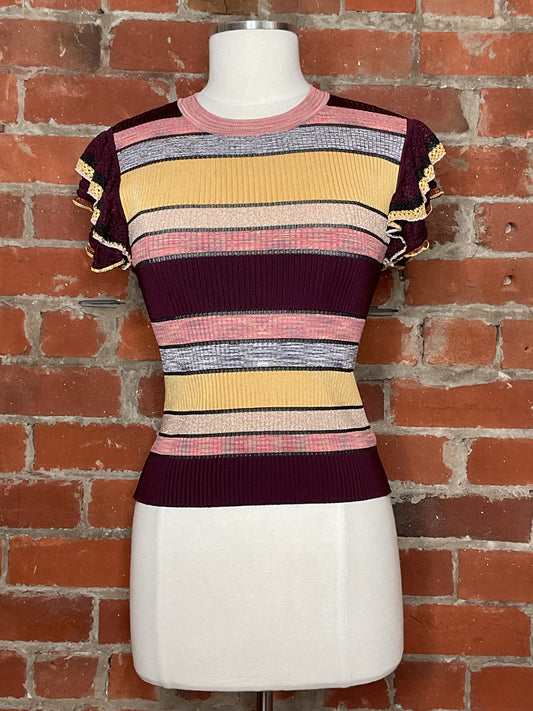 Ulla Johnson Cecile Metallic Striped Top | SZ S