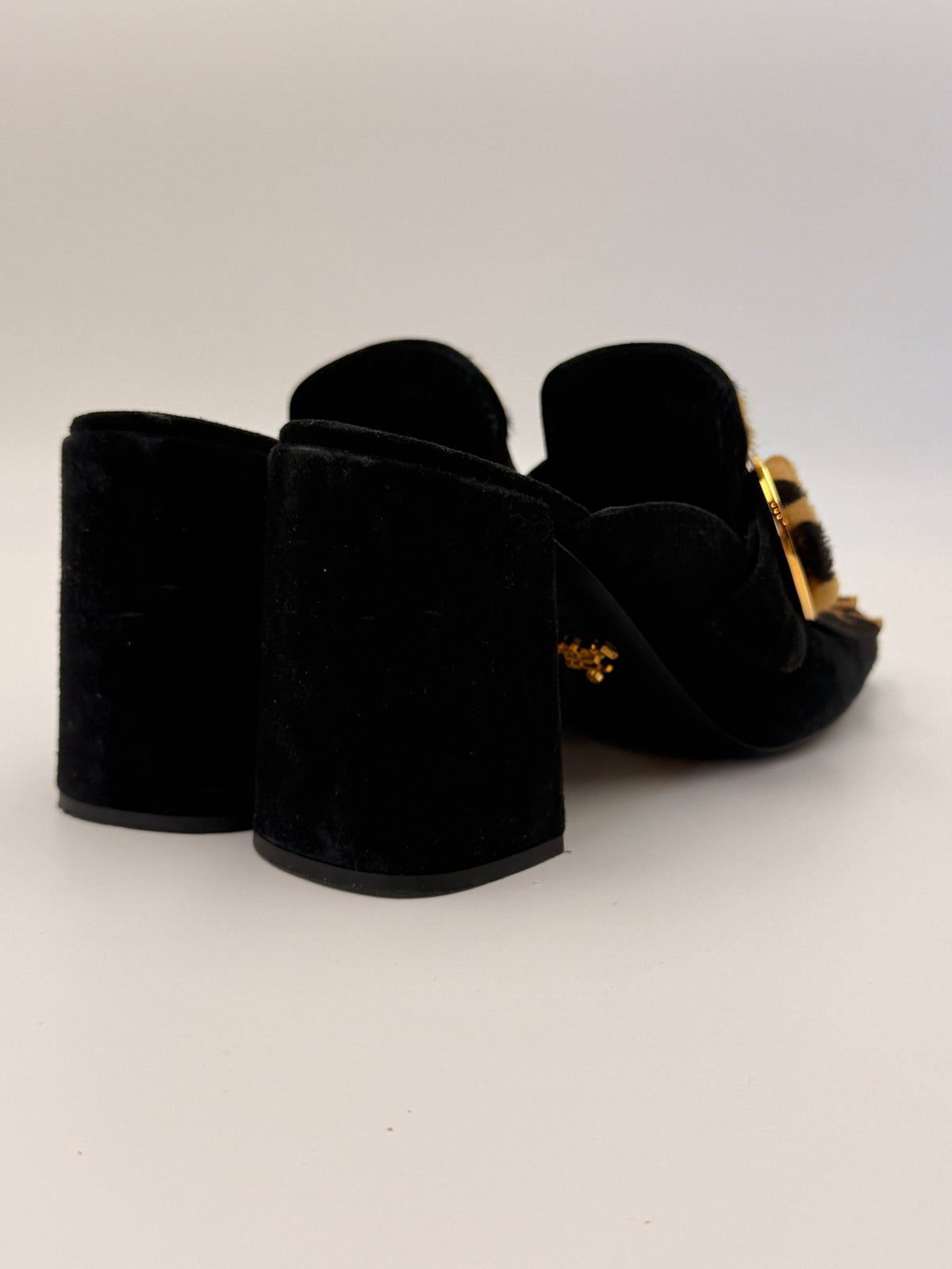 Prada Suede Leopard Fringe Mule | SZ 39