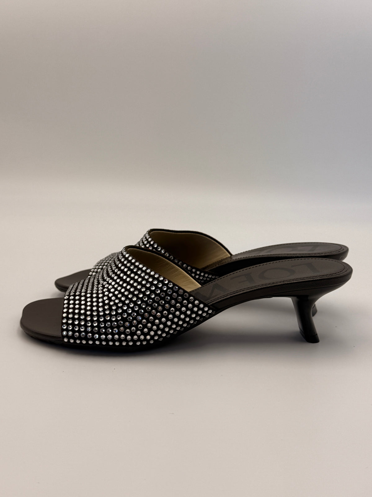 Loewe Petal Crystal-Embellished Suede Mules | SZ 35