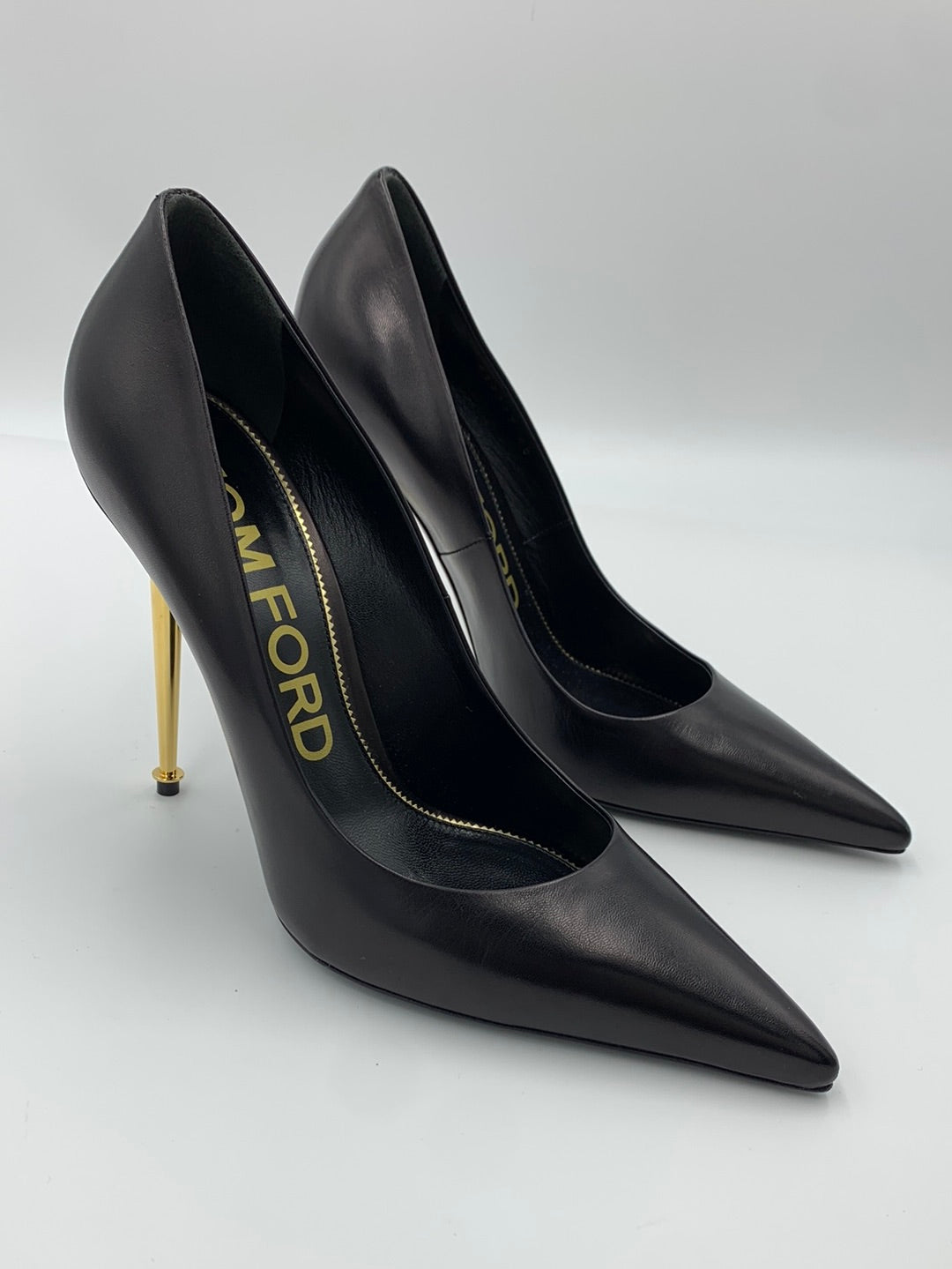 Tom Ford Black Leather Gold Heel Pumps | SZ 40