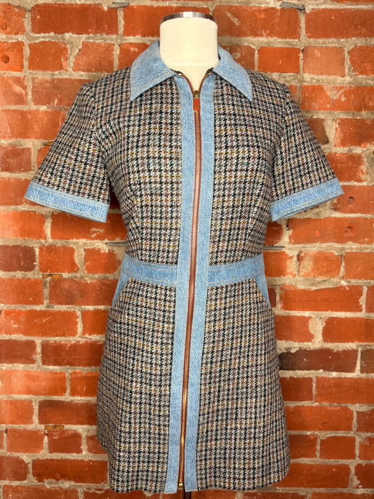Sandro Check Mary Mini Dress | SZ 38