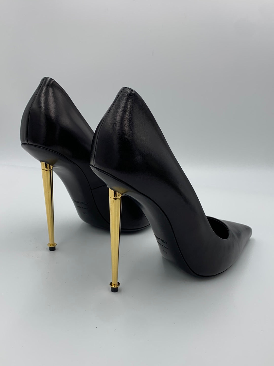 Tom Ford Black Leather Gold Heel Pumps | SZ 40