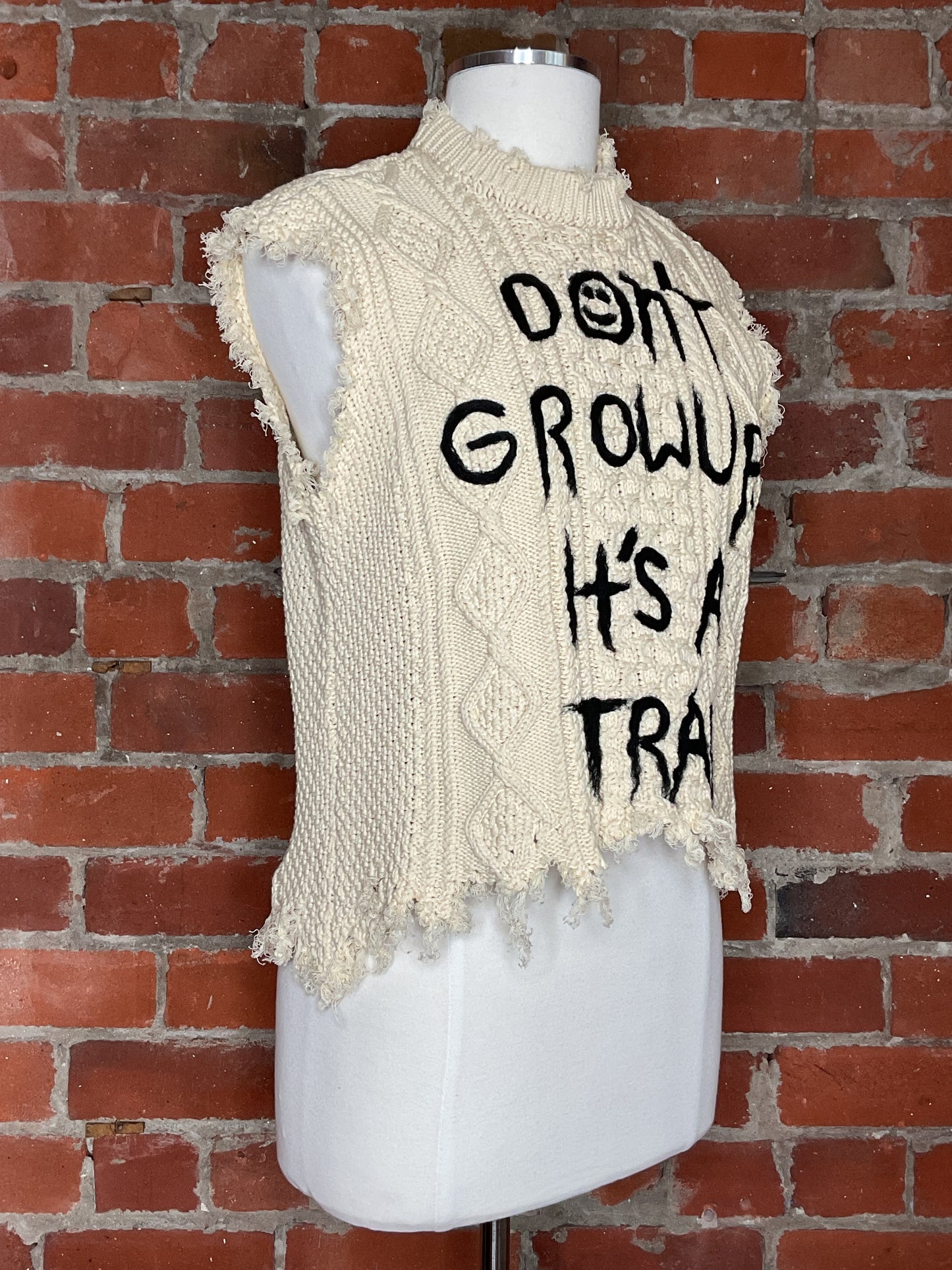 R13 Boyfriend Cable Sweater Vest | SZ XS