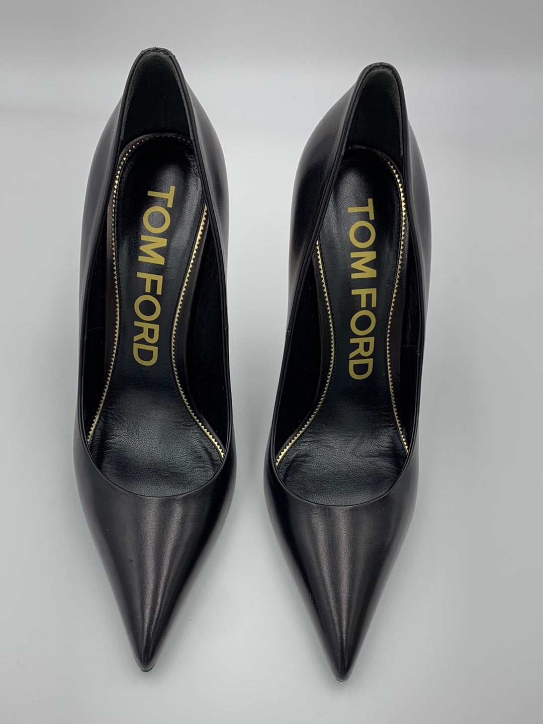 Tom Ford Black Leather Gold Heel Pumps | SZ 40