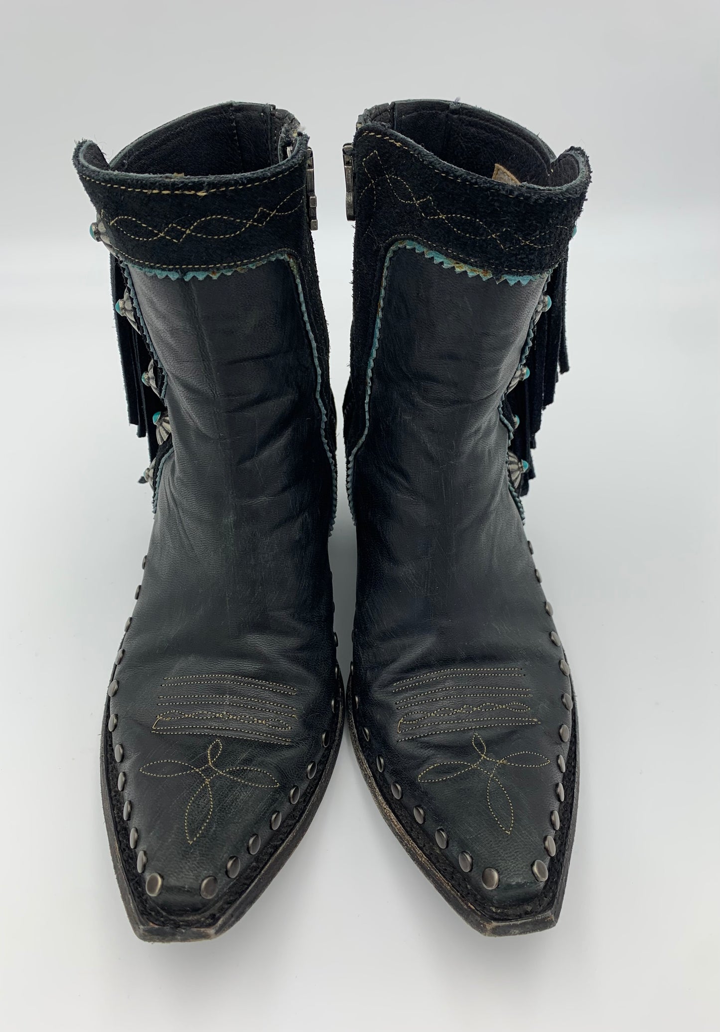 OLD GRINGO Apache Kid Black Concho Ankle Boots l SZ 7