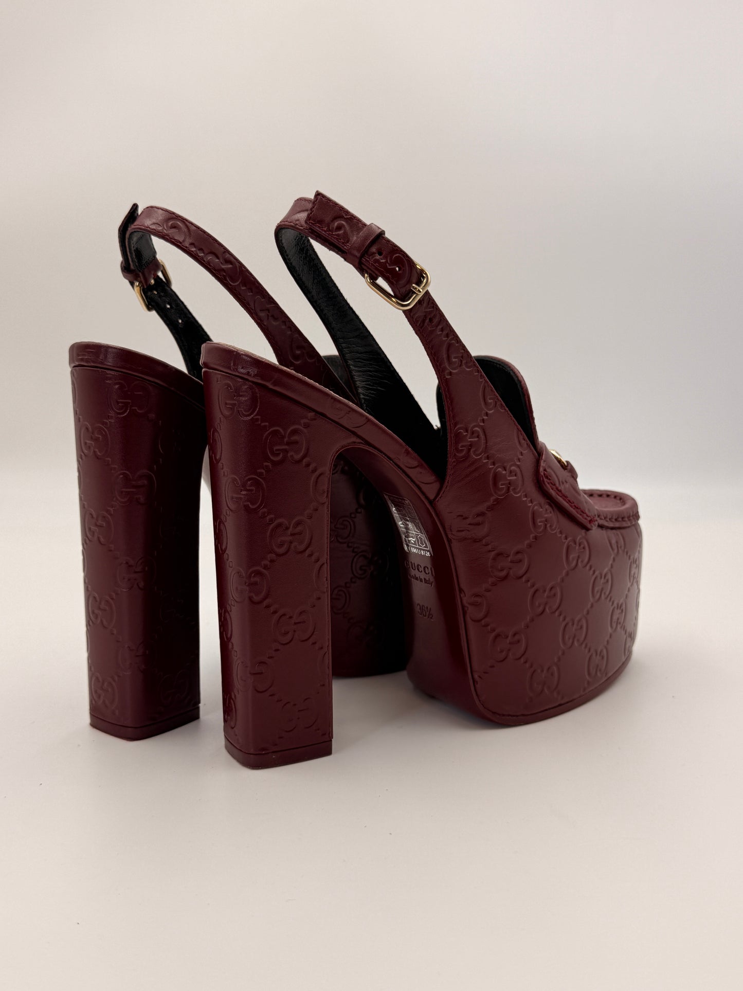 Gucci Horsebit Platform Slingback Loafer Heels | SZ 36.5