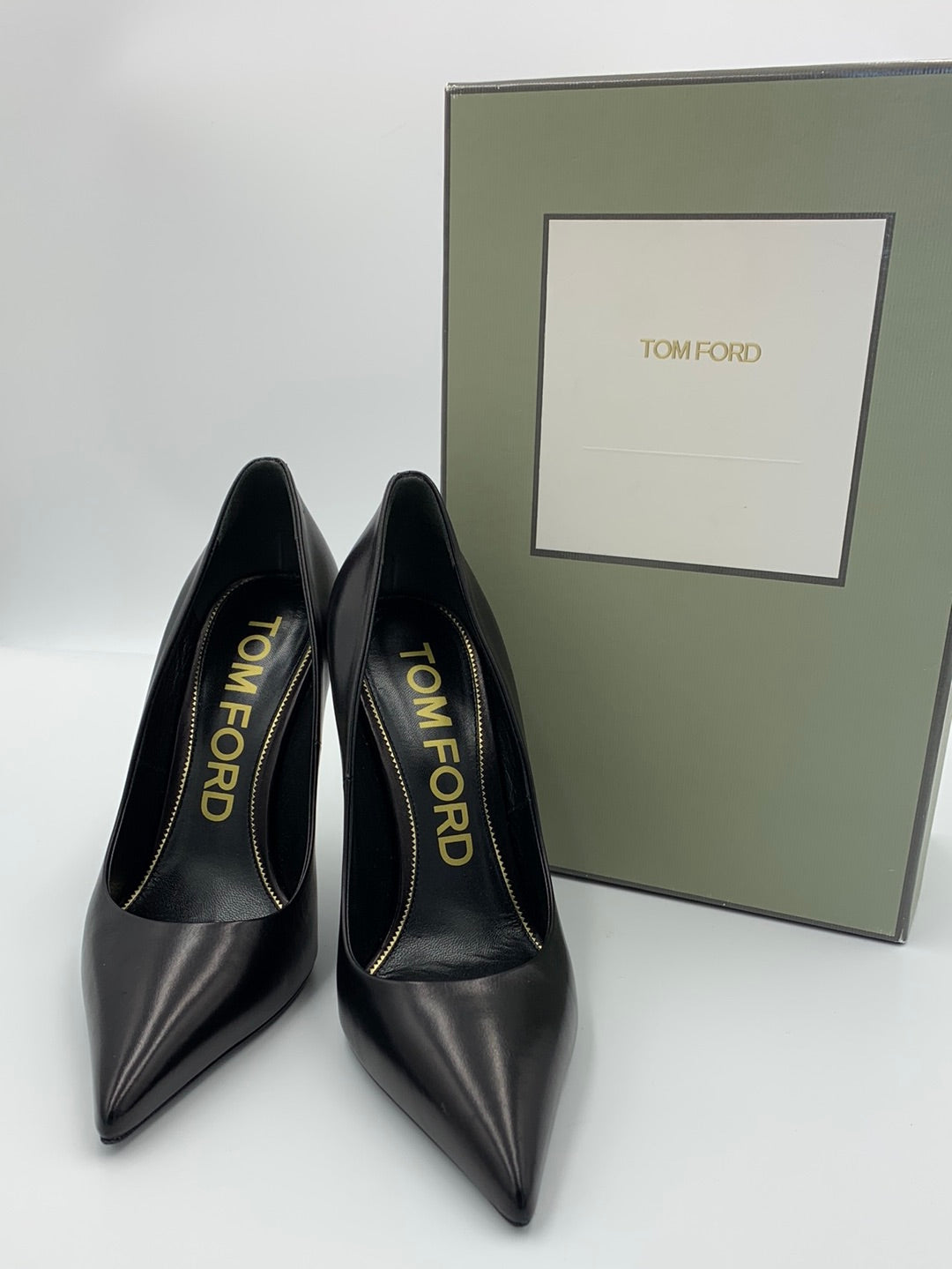 Tom Ford Black Leather Gold Heel Pumps | SZ 40