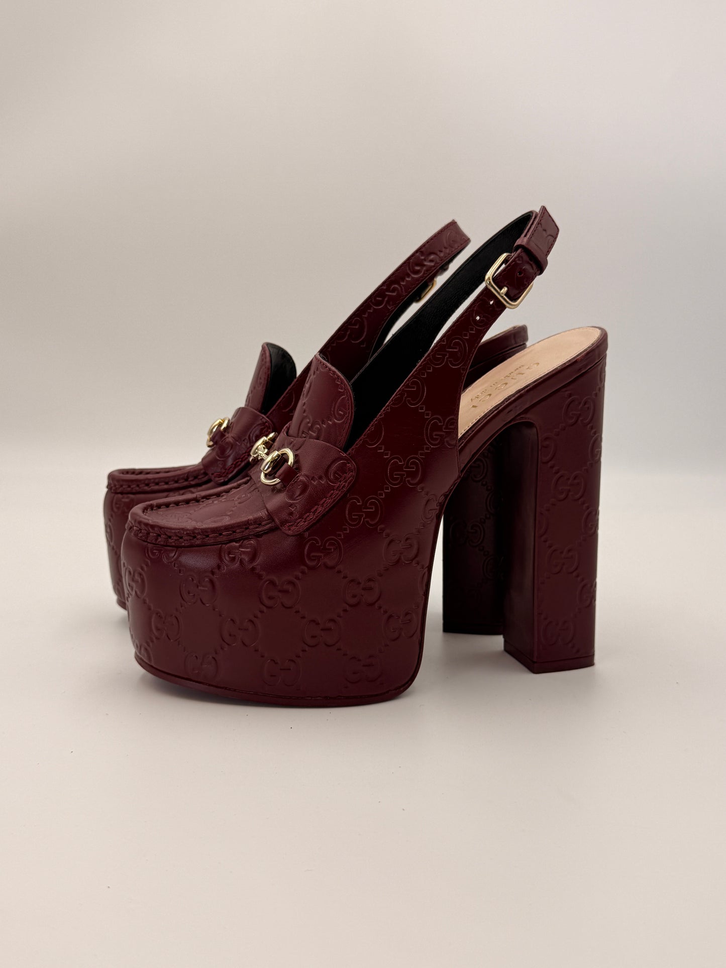 Gucci Horsebit Platform Slingback Loafer Heels | SZ 36.5