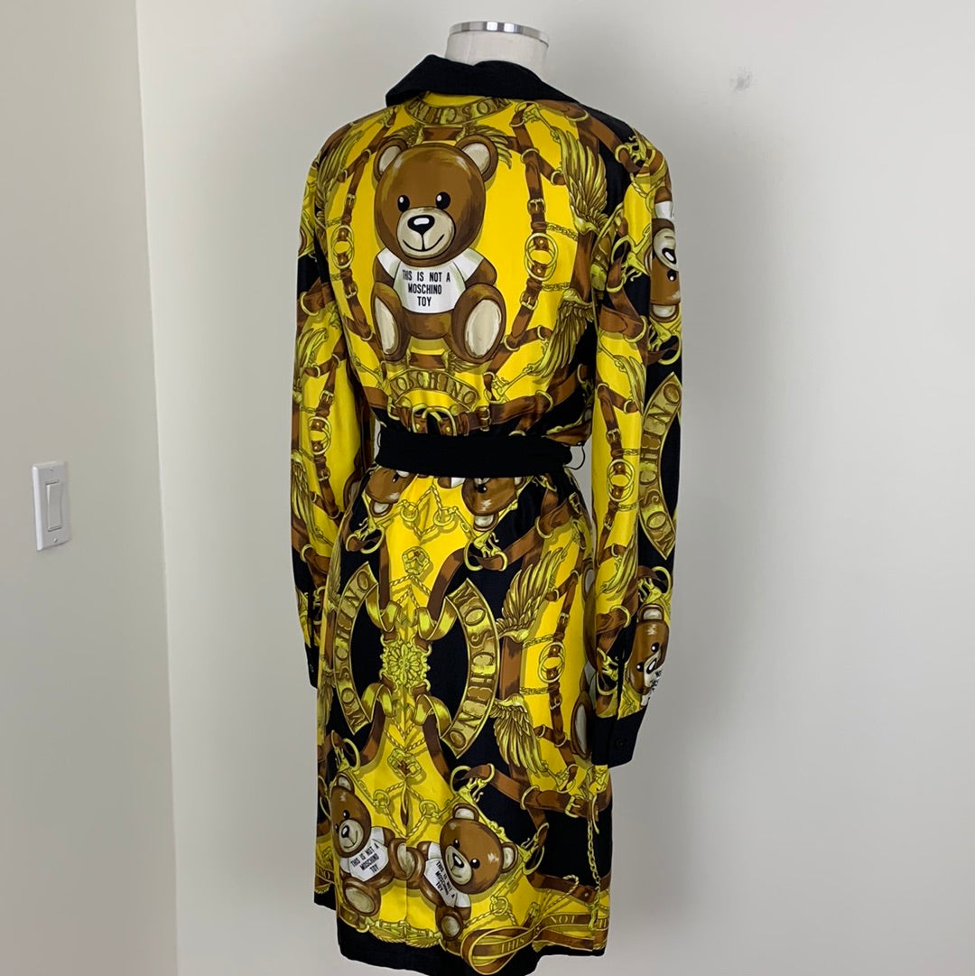 Moschino Teddy-Print Silk Dress | SZ 6