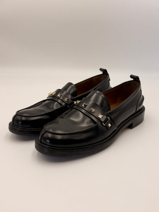 Valentino Black Rockstud Slip-on Loafers | SZ 40
