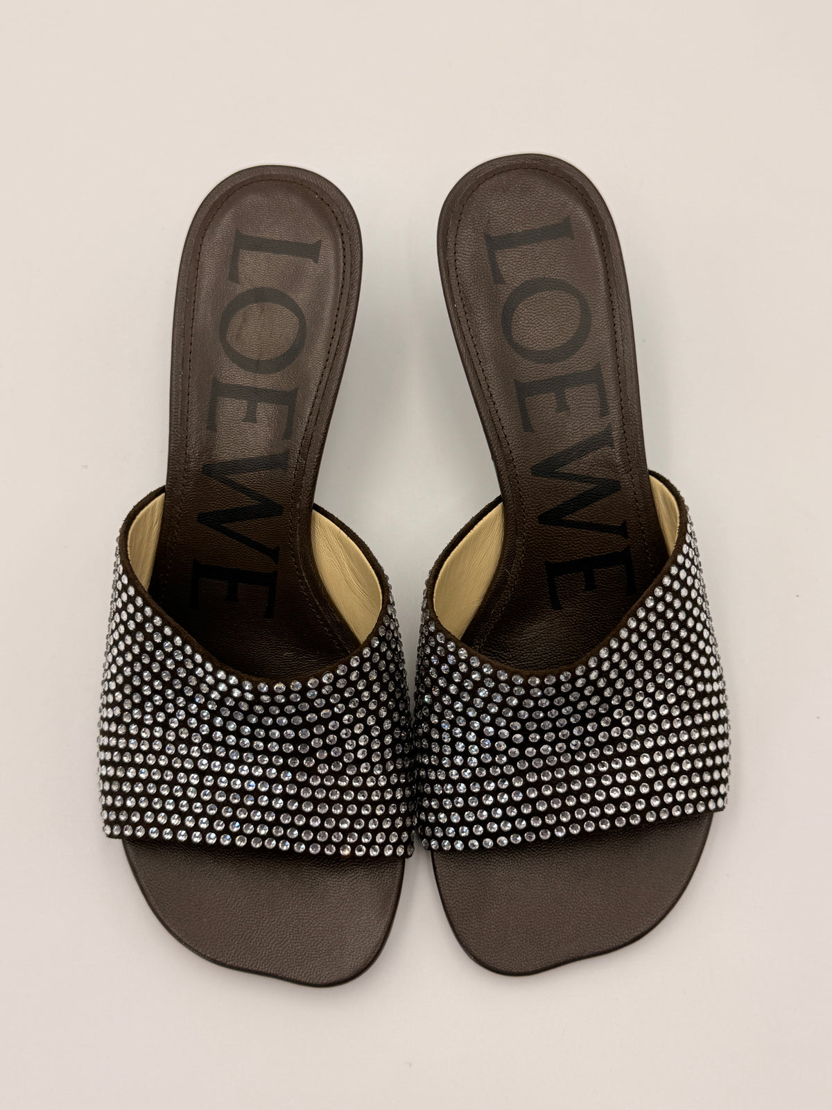 Loewe Petal Crystal-Embellished Suede Mules | SZ 35