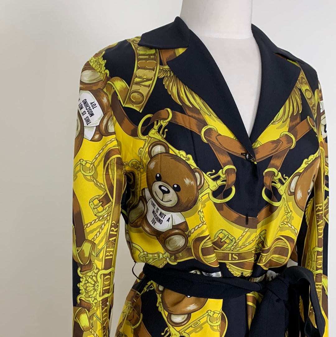 Moschino Teddy-Print Silk Dress | SZ 6