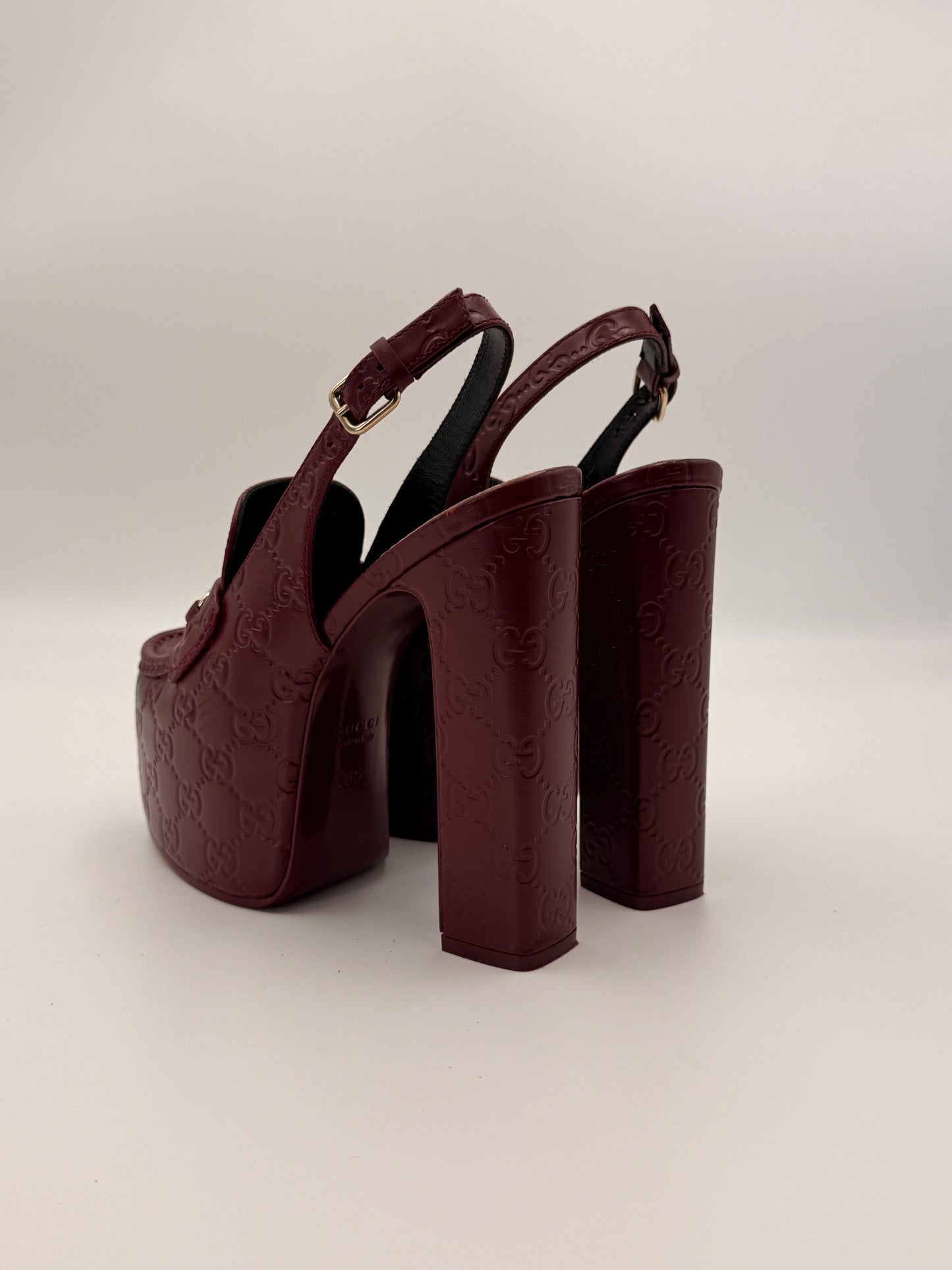 Gucci Horsebit Platform Slingback Loafer Heels | SZ 36.5