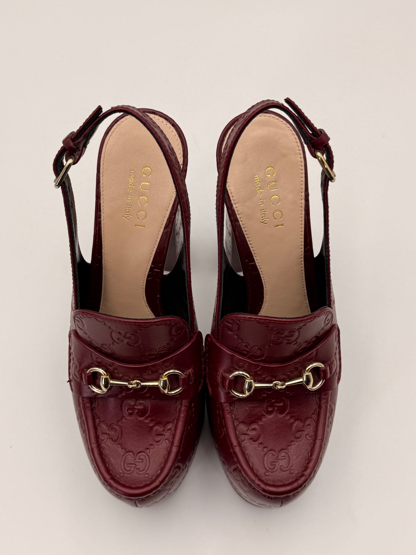 Gucci Horsebit Platform Slingback Loafer Heels | SZ 36.5