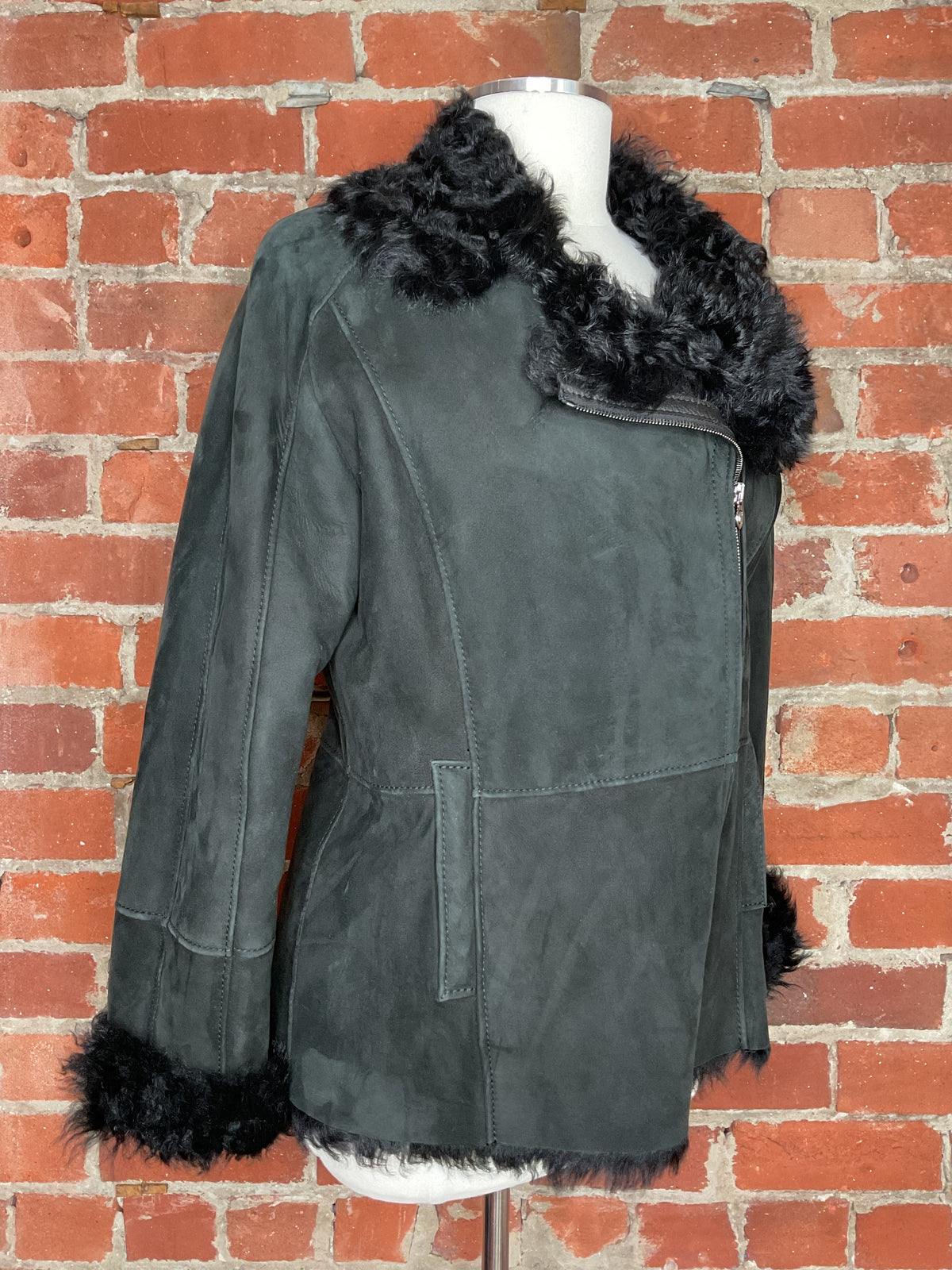 NWT Christ Lucy Leather Shearling Jacket | SZ 16