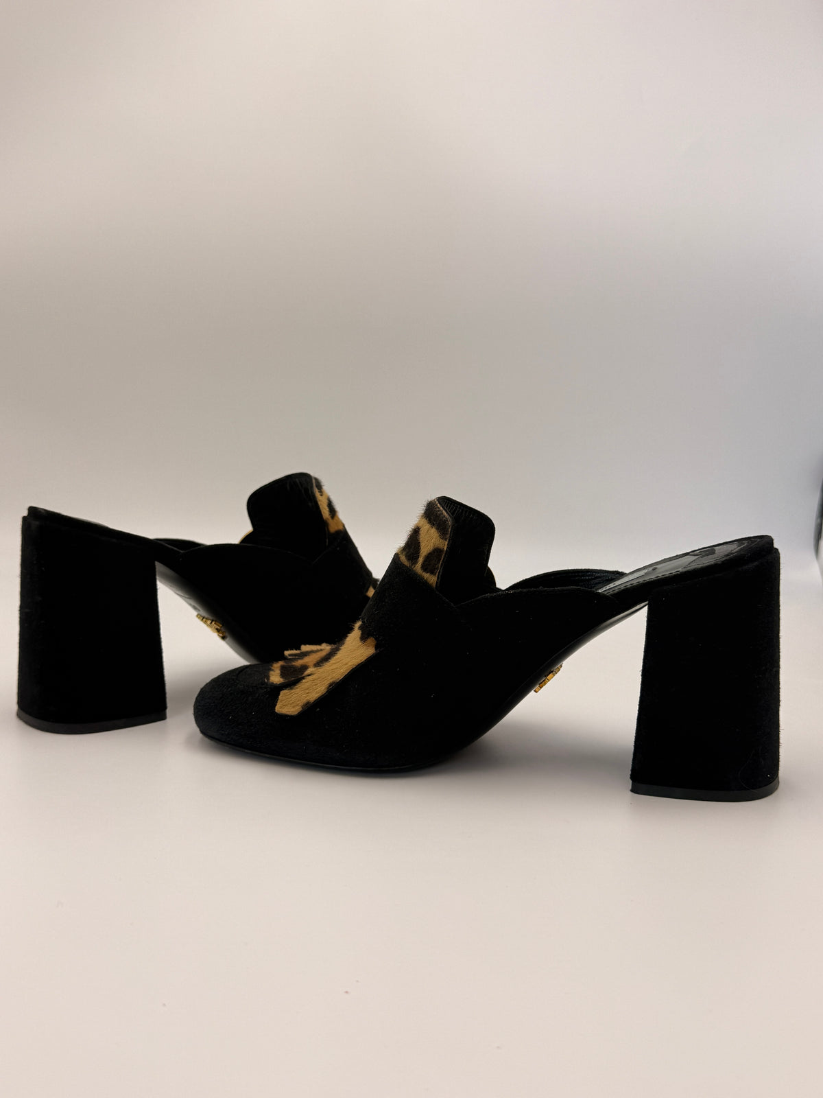 Prada Suede Leopard Fringe Mule | SZ 39