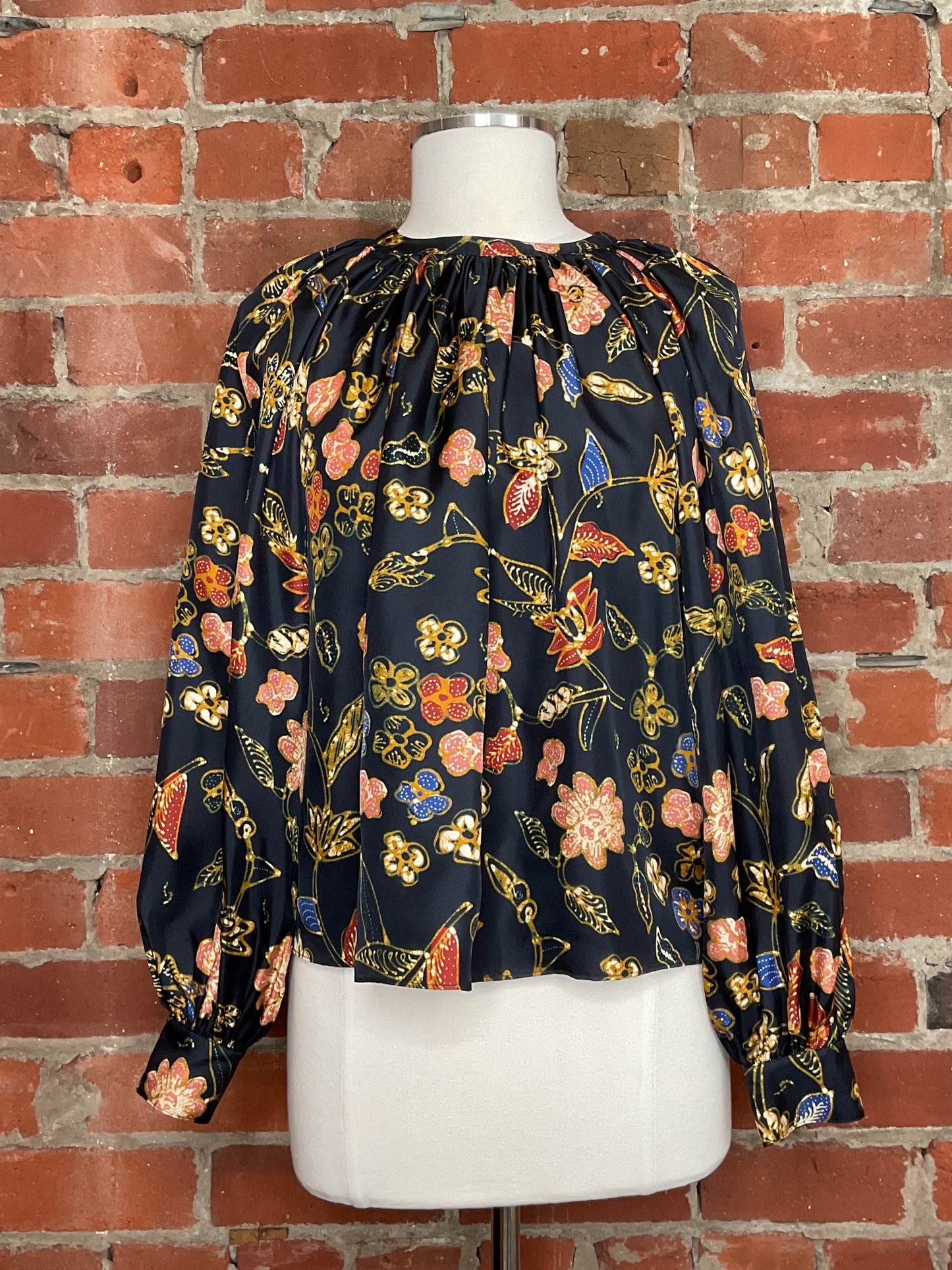 Ulla Johnson Navy & Silk Top | SZ 2