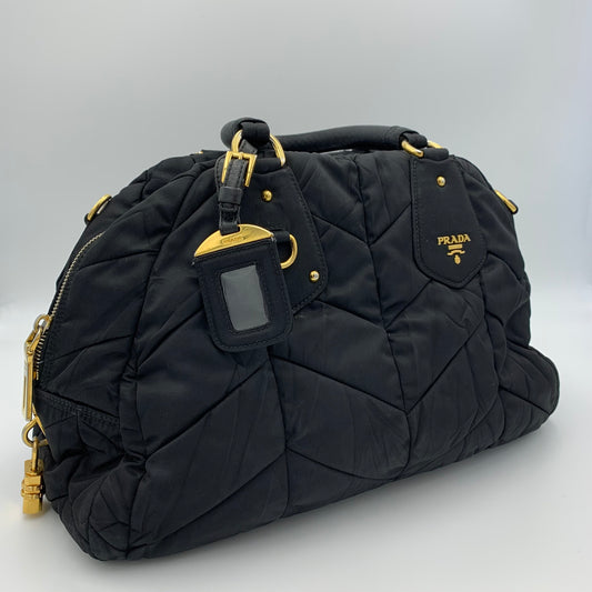 Prada Tessuto Nylon Chevron Quilted Dome Satchel  [ $824