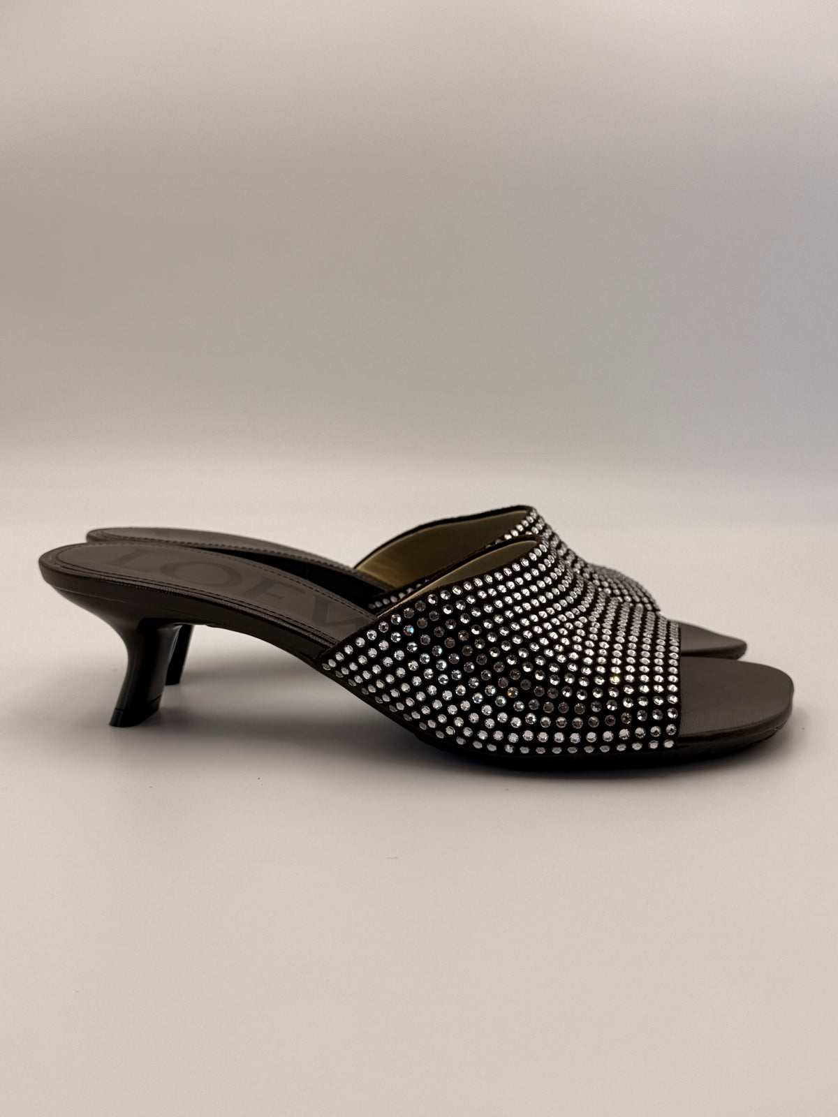 Loewe Petal Crystal-Embellished Suede Mules | SZ 35