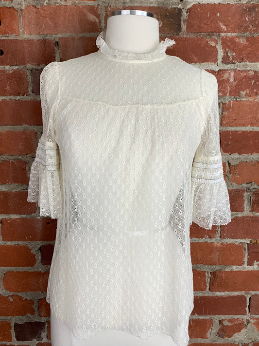 Sandro White Lace Cover-up Top | SZ 1