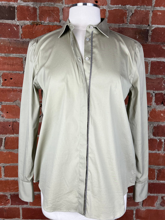 Brunello Cucinelli Cotton Embellished Shirt | SZ L