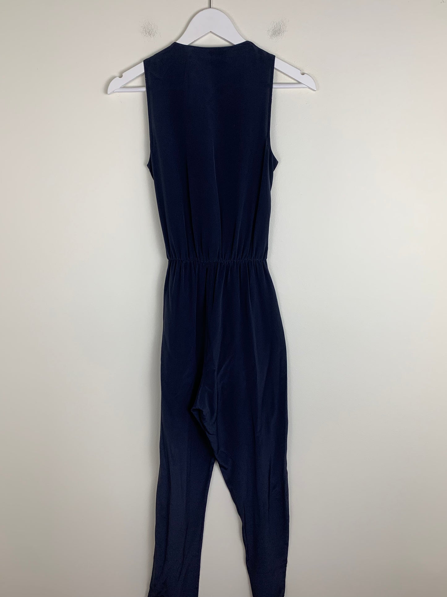 Rory Beca Navy Silk Jumpsuit | SZ XS