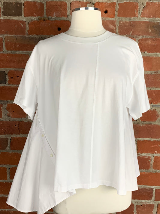 3.1 Phillip Lim Asymmetric Poplin-paneled T-shirt | SZ M | NWT