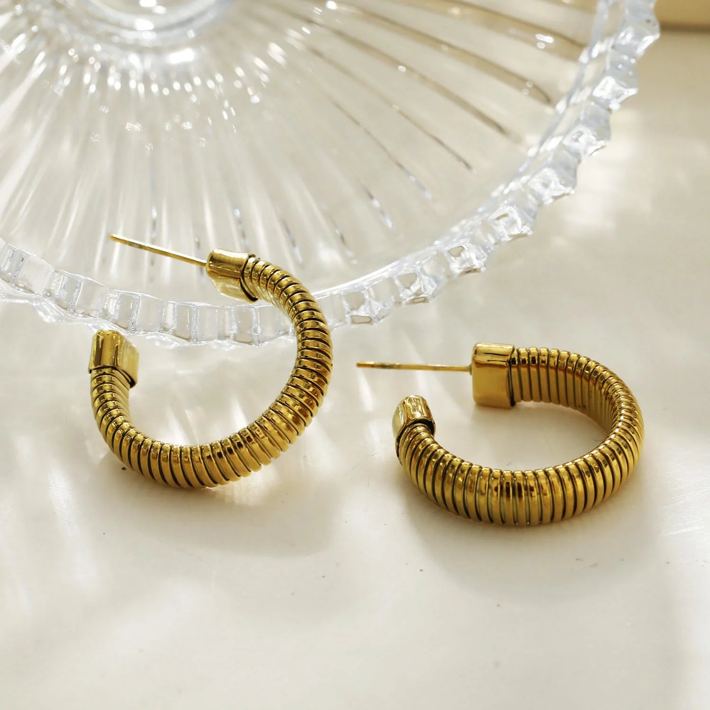Hackney Nine ABRIOLA Structured Coil-Slab Hoop Gold Earrings