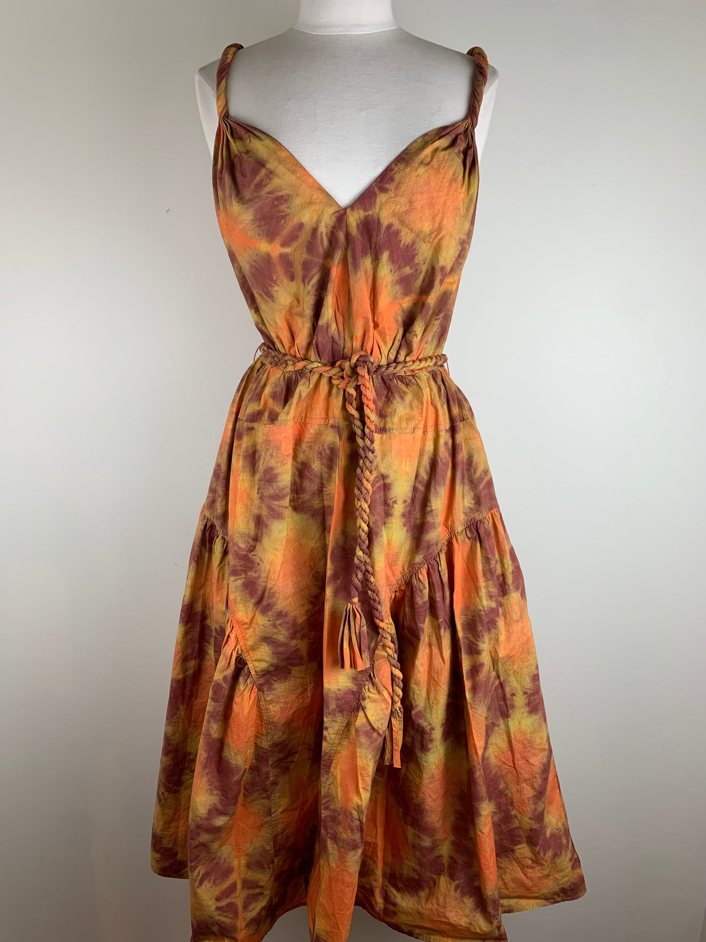 Ulla Johnson Orange Twist Tie Midi Dress | SZ 10