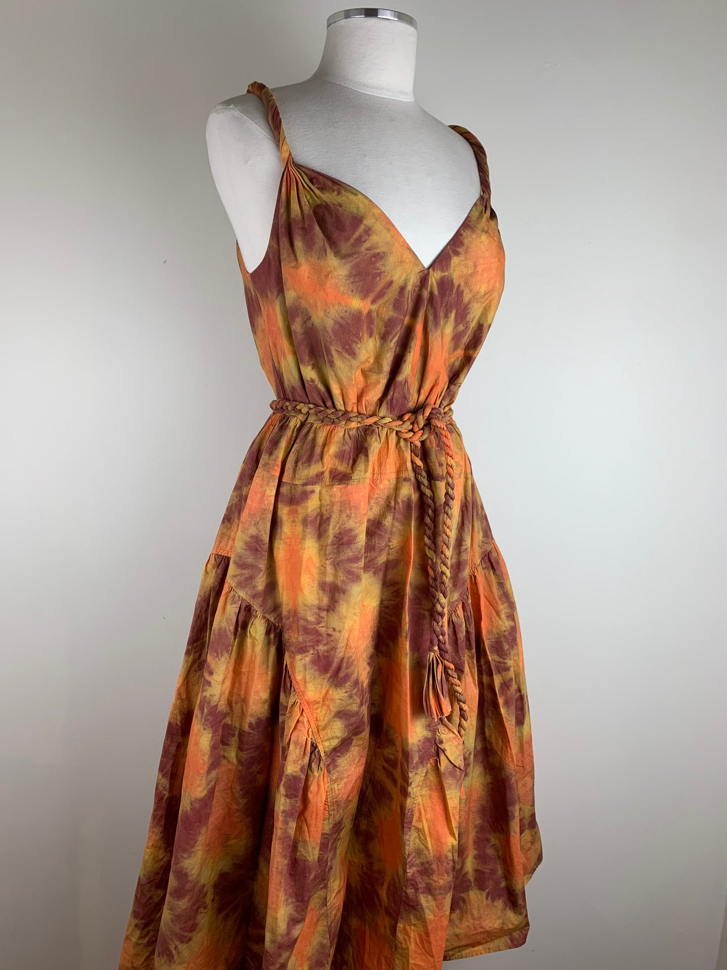 Ulla Johnson Orange Twist Tie Midi Dress | SZ 10