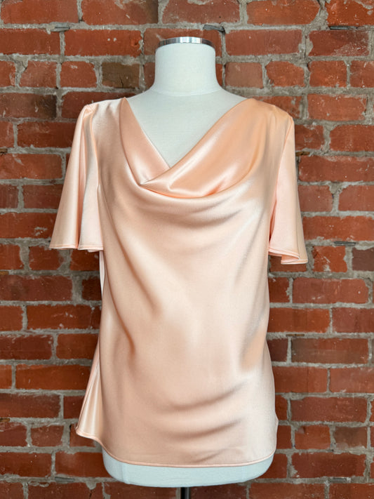 St. John Couture Blush Cowl-Neck Blouse | SZ 6