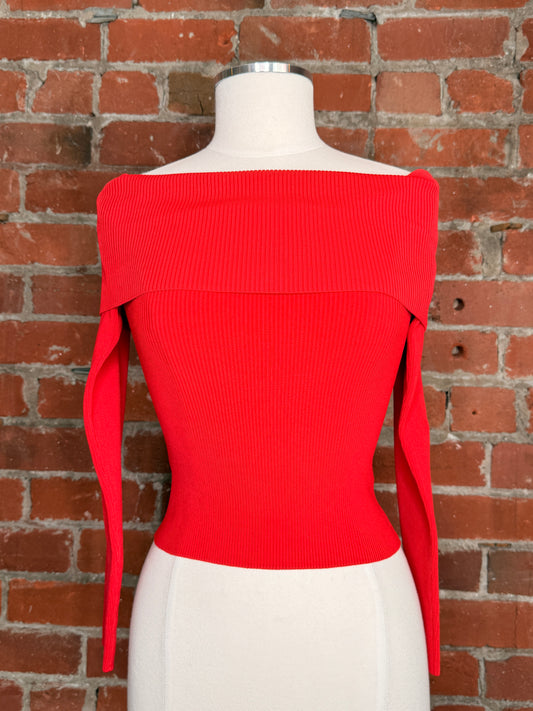 NWT Alice + Olivia Dolan Off-The-Shoulder Pullover | SZ S