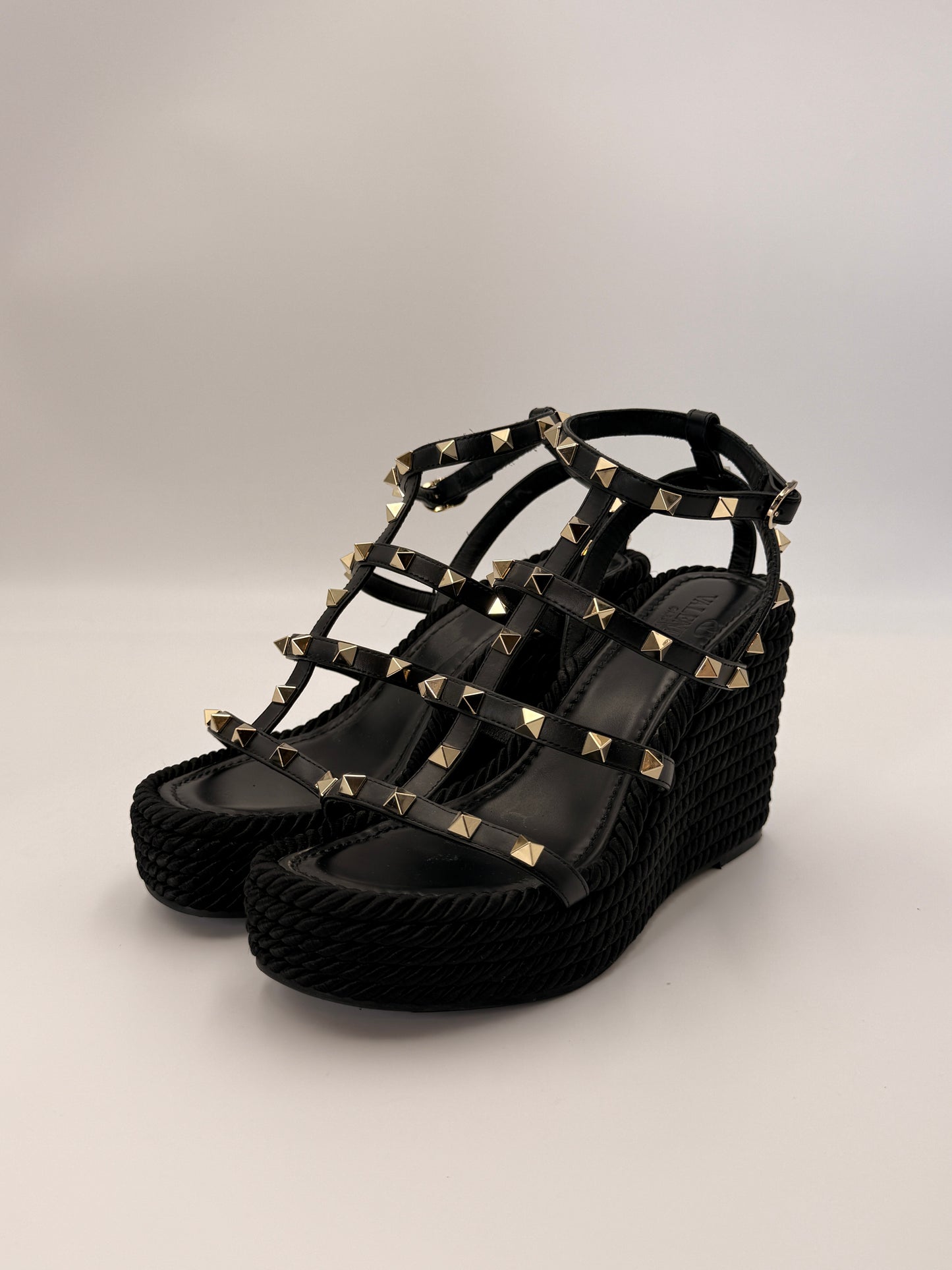 Valentino Rockstud Ankle Strap Wedge Sandal | SZ 37