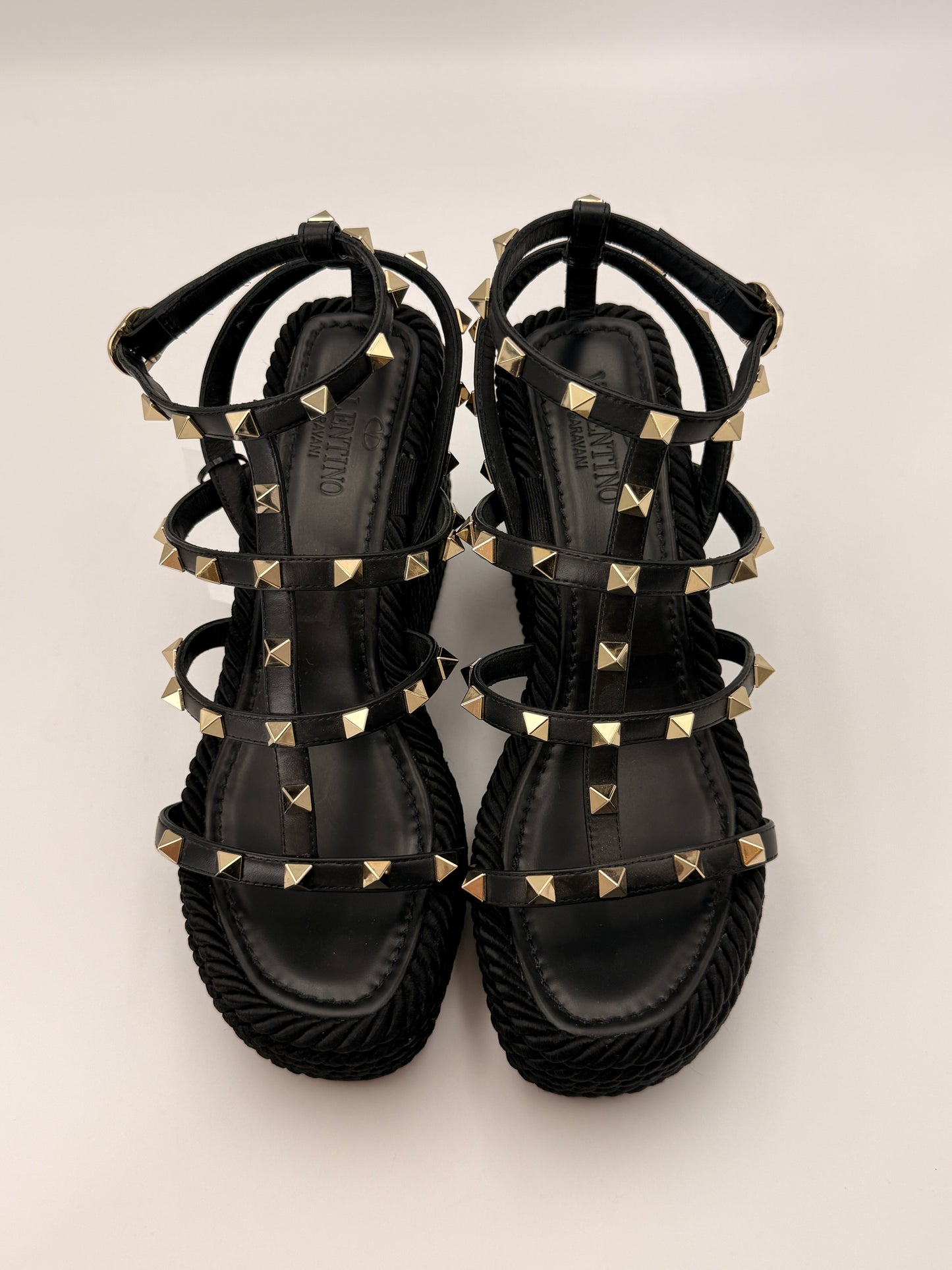 Valentino Rockstud Ankle Strap Wedge Sandal | SZ 37