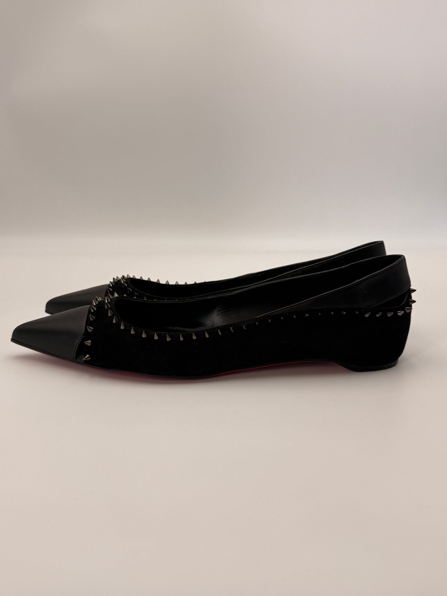 Christian Louboutin Nappa Suede Spikes Duvettina Ballerina Flats | SZ 40