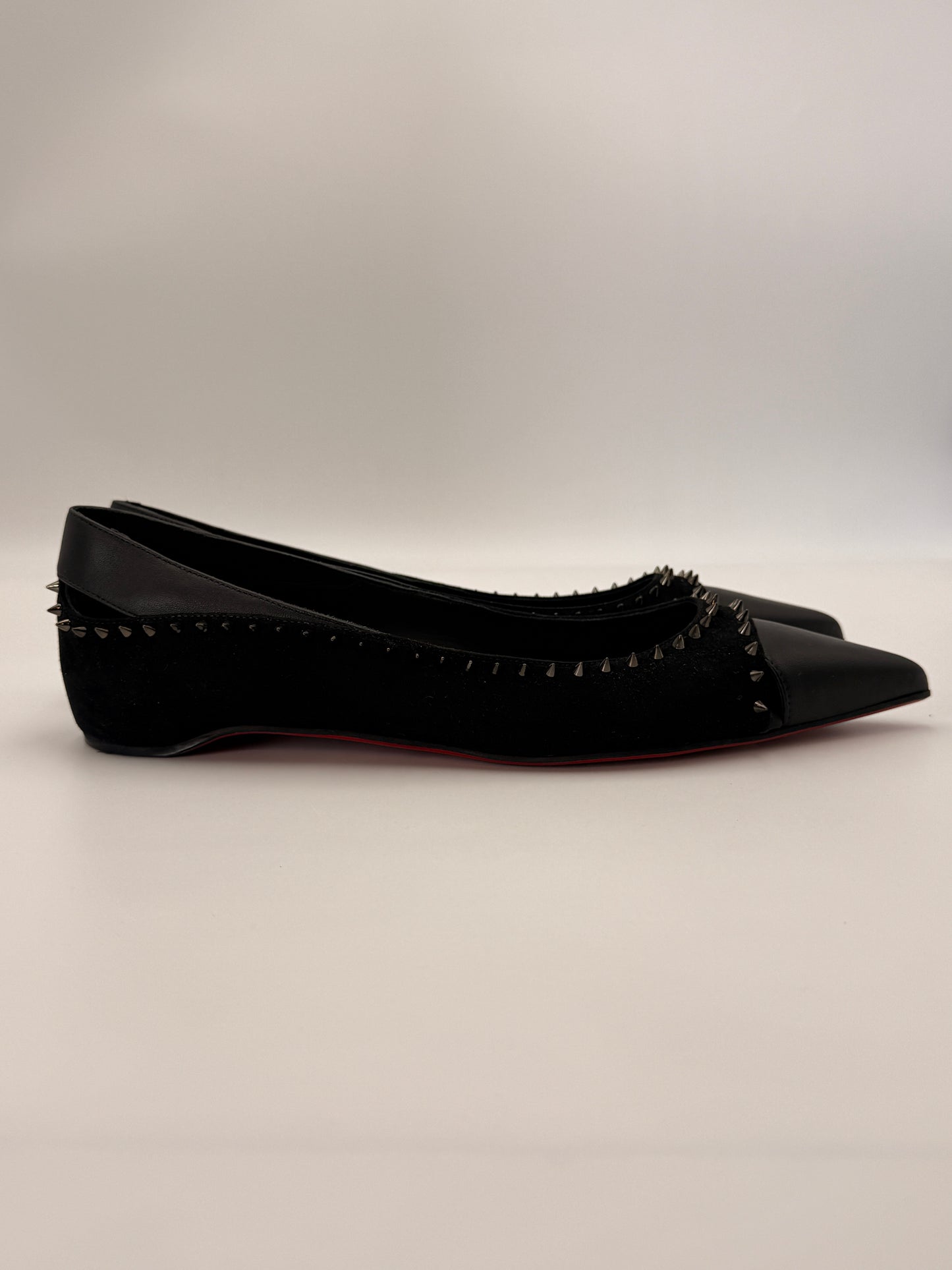 Christian Louboutin Nappa Suede Spikes Duvettina Ballerina Flats | SZ 40